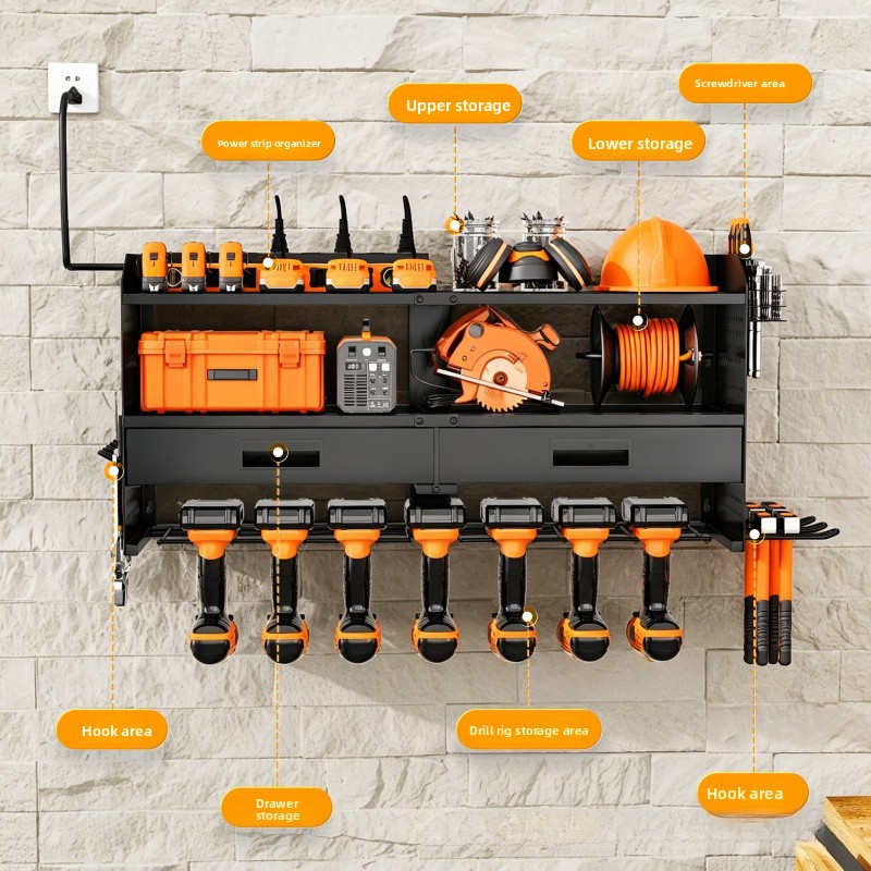 Power Tools Display Rack - Support de rangement mural robuste pour